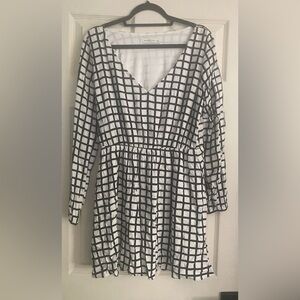 Abercrombie & Fitch Black and White Long Sleeve Dress SIZE L PREPPY GRUNGE